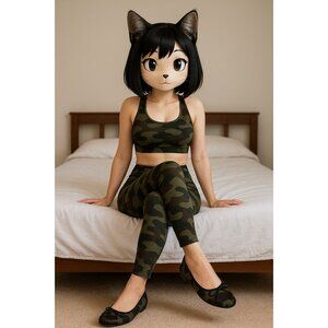 Nine West Loredana Camouflage Ballet Flats Shoes Women’s Size 6M Real Fur Bow